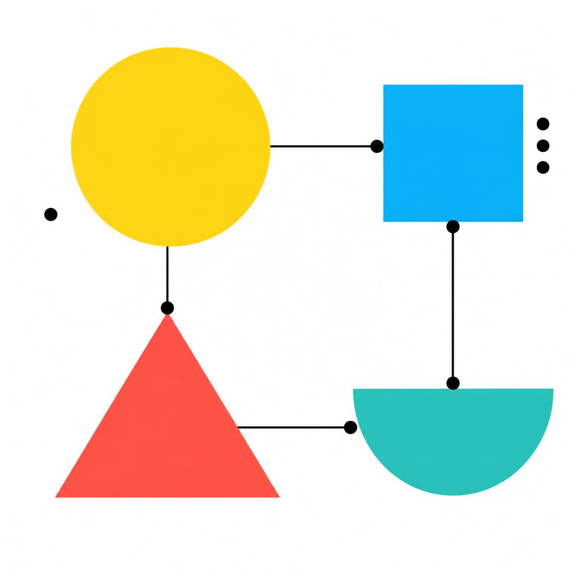 Geometric shapes connected like a network